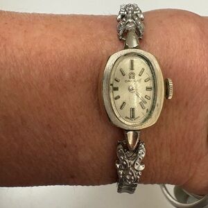 VTG Omega Cocktail Watch 14 K GF B&A with 2 Diamonds Small Delicate 5” Works
